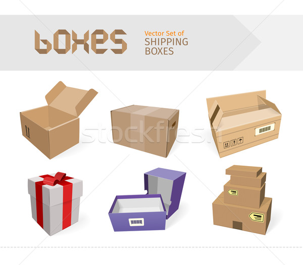 Set of Gifts Boxes Design Flat Stock photo © robuart
