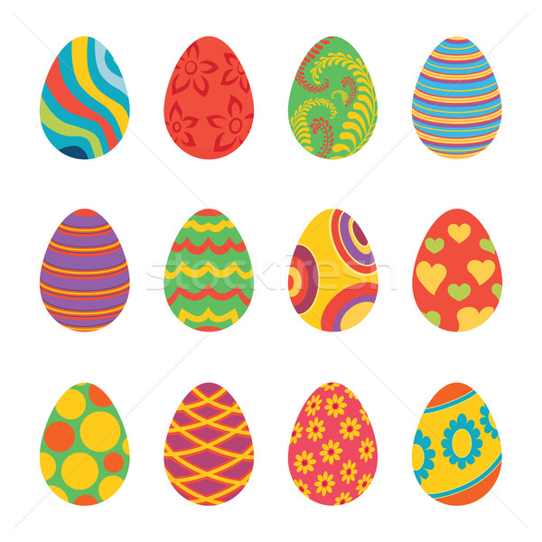 Set of Easter Eggs Design Flat Stock photo © robuart