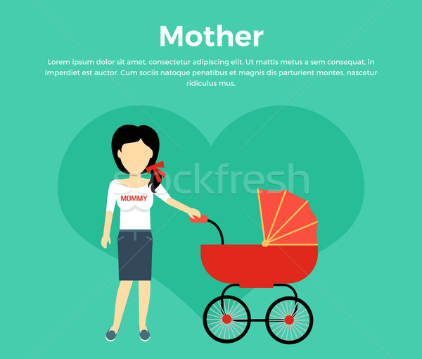 Matka wózki dla dzieci banner projektu rodziców spaceru Zdjęcia stock © robuart