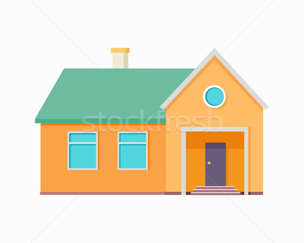 Happy House with Terrace Banner Poster Template. Stock photo © robuart