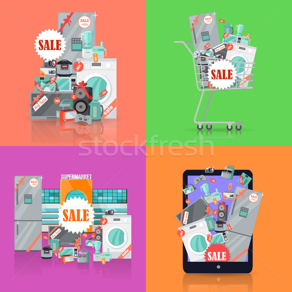 Sale in Electronics Store Vector Concepts Set Stock photo © robuart