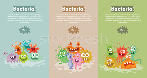 Foto stock: Bactérias · desenho · animado · vetor · teia · bandeira · grupo