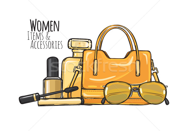 Women Items and Accessories. Yellow Female Objects Stock photo © robuart