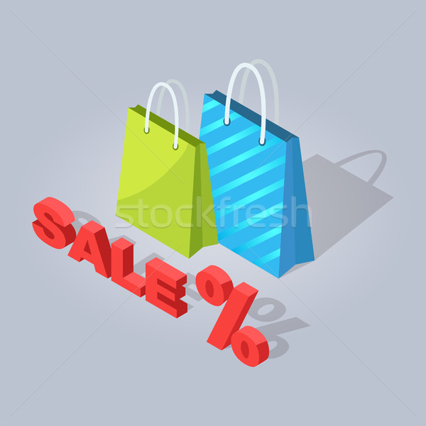 Ingesteld verkoop online winkelen handtas Stockfoto © robuart