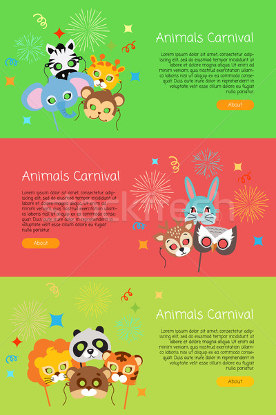 Animals Carnival. Collection of Face Masks for Kids Stock photo © robuart