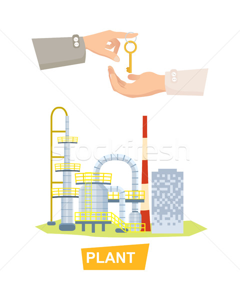 Hand Passing Key. Process of Buying Plant. Sale Stock photo © robuart