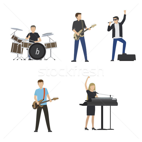Faceless Musicians Plays on Instruments and Sing Stock photo © robuart