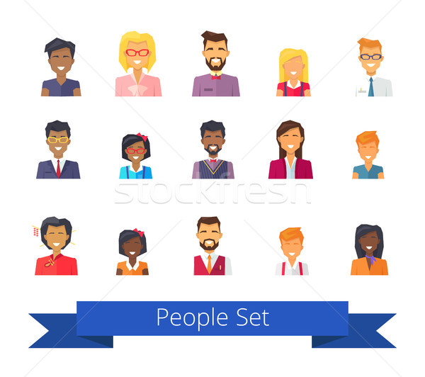 Pessoas conjunto ícones pessoas brancas quinze pessoas Foto stock © robuart