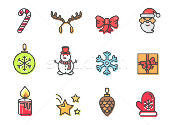 Christmas Theme Icons Set Vector Illustration Stock photo © robuart