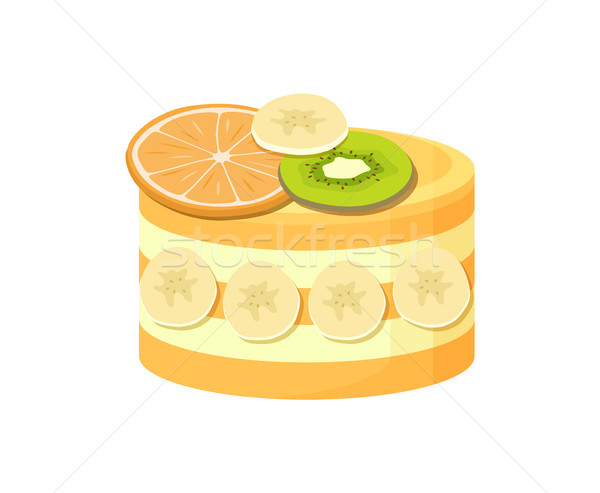 Hermosa pastel de frutas anunciante frescos naranja kiwi Foto stock © robuart