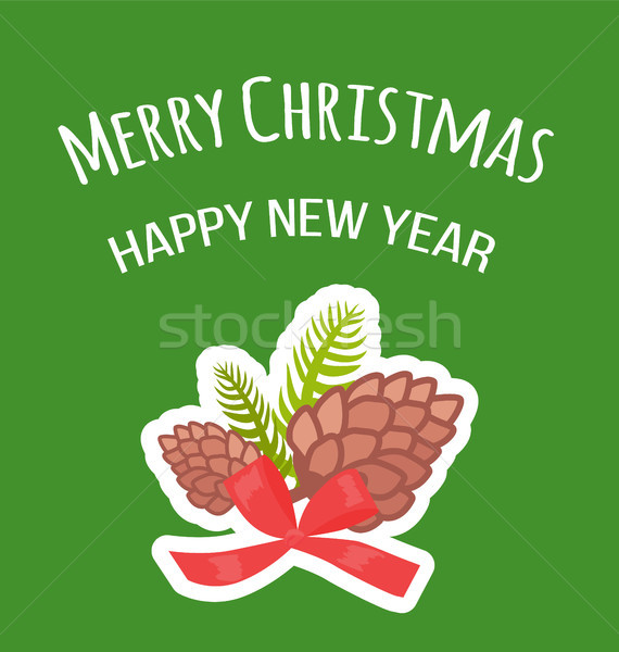 Alegre Navidad feliz año nuevo postal pino decorado Foto stock © robuart