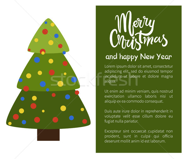 Stok fotoğraf: Neşeli · Noel · happy · new · year · poster · ağaç · basit