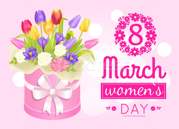 8 March Womens Day Poster with Realistic Bouquet Stock photo © robuart