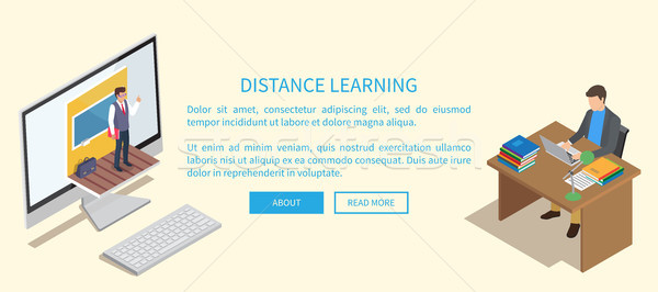 Distance Learning Banner with Teacher and Student Stock photo © robuart