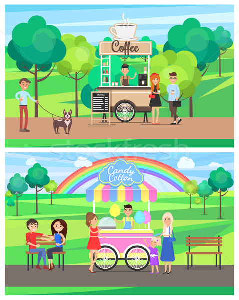 Street Food Posters Colorful Vector Illustrations Stock photo © robuart