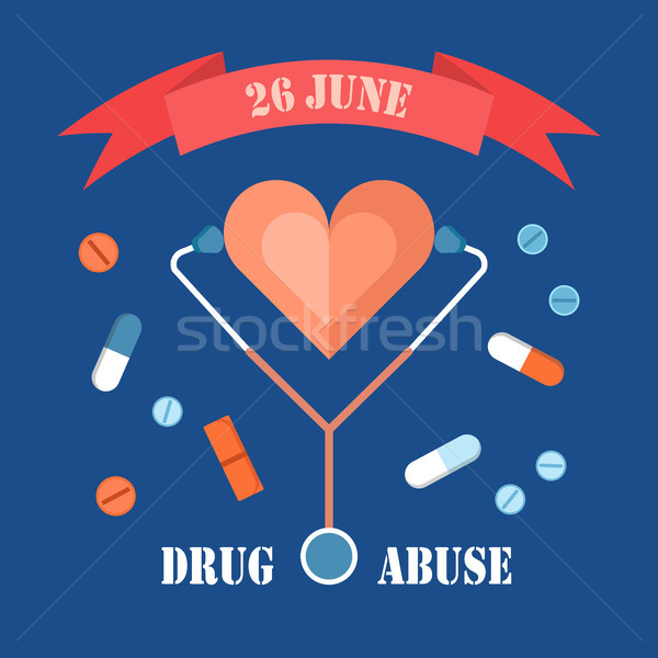 Drug Abuse Day 26 June Banner Isolated on Blue Stock photo © robuart
