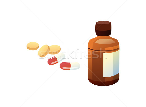 Glass Bottle and Pills Set Vector Illustration Stock photo © robuart