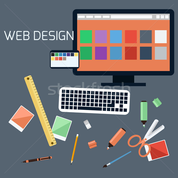 Web design program terv építészet számítógépmonitor képernyő Stock fotó © robuart
