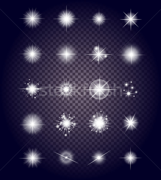 Set Glows Bright Star Light Fireworks Stock photo © robuart