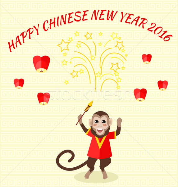 Foto d'archivio: Capodanno · scimmia · carta · felice · capodanno · cinese · 2016