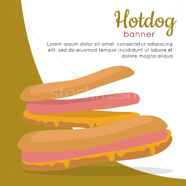 Hot dog szendvics kolbász szalag mustár kacat Stock fotó © robuart