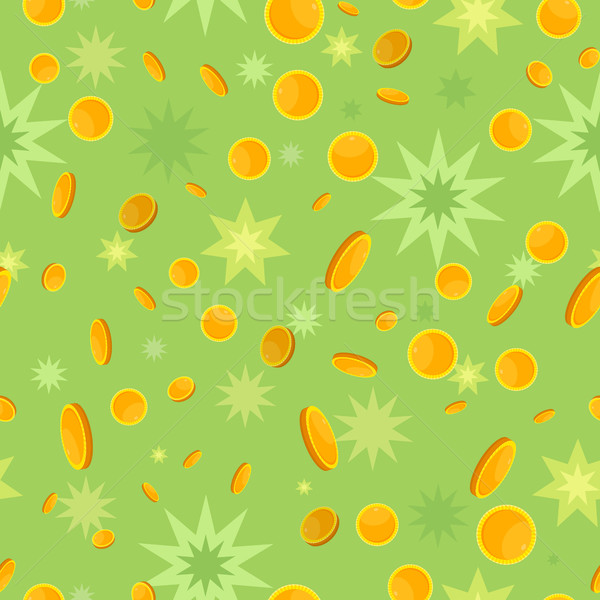 Seamless Pattern with Coins and Star Splashes. Stock photo © robuart