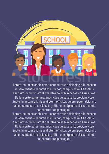 Professor multinacional alunos oposto escolas edifício Foto stock © robuart
