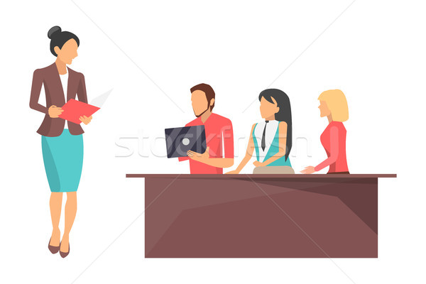 Businesswoman on Conference Vector Illustration Stock photo © robuart