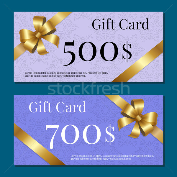 Stock photo: Voucher on 500 Set of Posters Gold Bow Ribbons