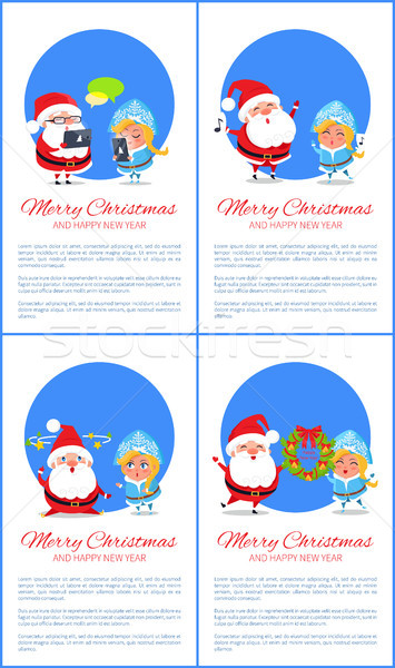 Merry Christmas Banner Santa Claus and Snow Maiden Stock photo © robuart