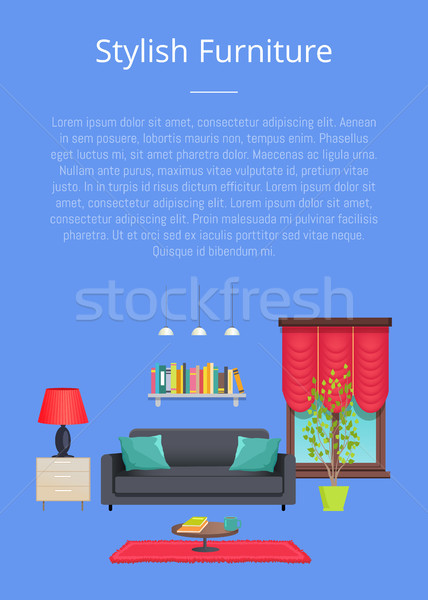 Elegante muebles banner azul fondo aislado Foto stock © robuart