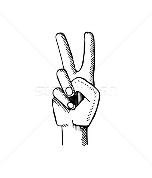 Stok fotoğraf: Barış · imzalamak · iki · parmaklar · yalıtılmış · beyaz
