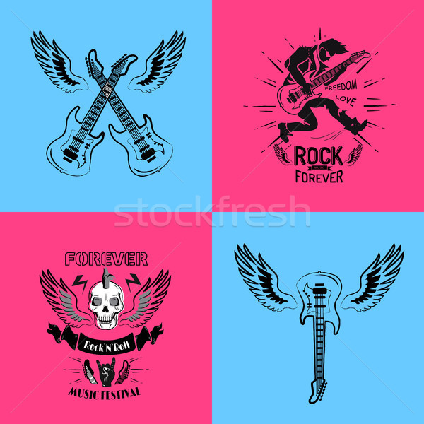 Rock Forever Freedom and Love Vector Illustration Stock photo © robuart