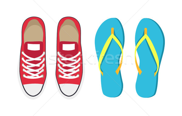 Sneakers and Flip-Flops Set Vector Illustration Stock photo © robuart