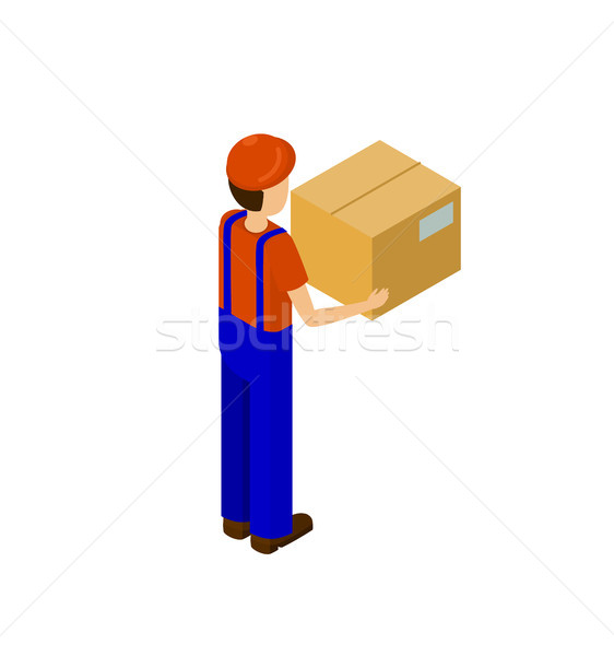 Delivery Service Man with Paper Box Back Vector Stock photo © robuart