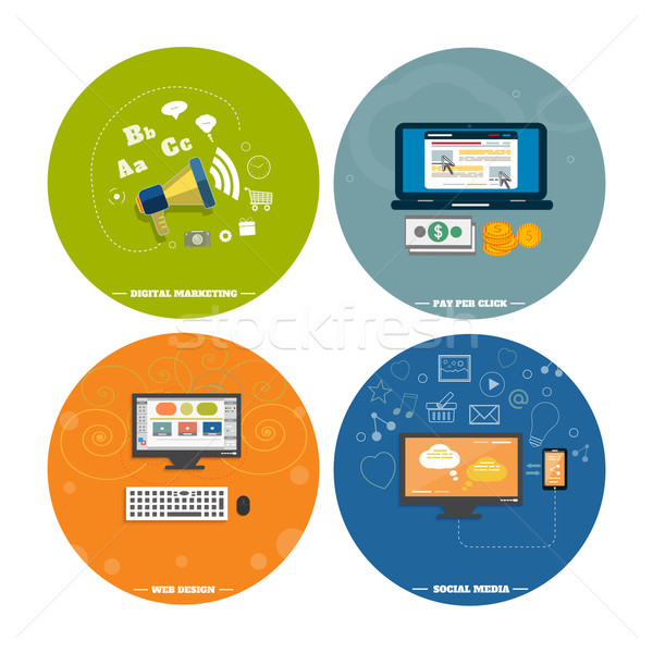 Stok fotoğraf: Simgeler · web · tasarım · seo · sosyal · medya