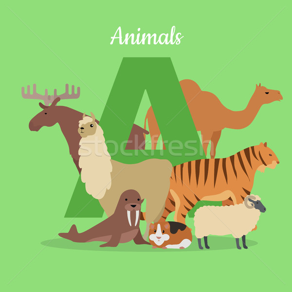 Animal Alphabet Concept in Flat Design Stock photo © robuart