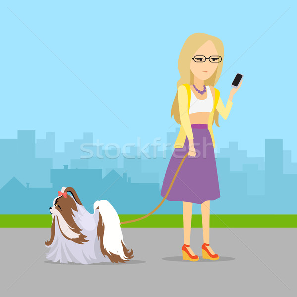 Phlegmatic Temperament Type Girl with Dog. Stock photo © robuart