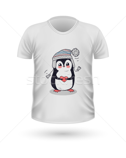 Tshirt front widoku mały Pingwin odizolowany Zdjęcia stock © robuart
