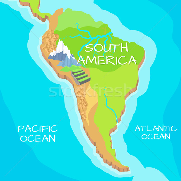 Stock photo: South America Map with Natural Attractions