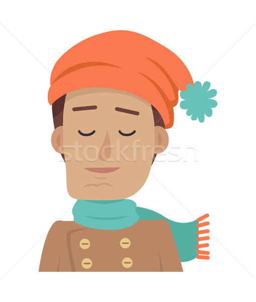 Stock photo: Portrait of Young Boy in Orange Hat and Blue Scarf