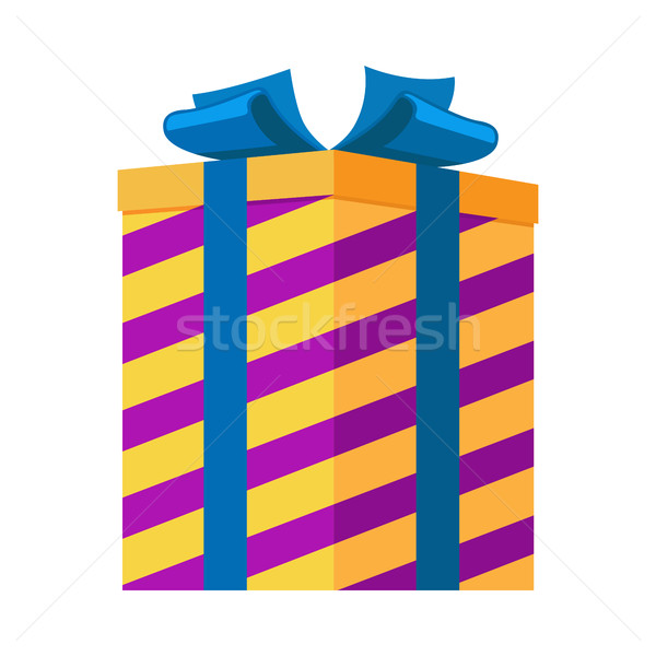 Ajándék doboz izolált csíkos ajándék fesztivál citromsárga Stock fotó © robuart