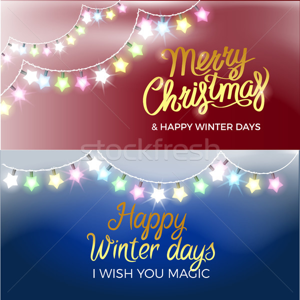 Stock photo: Merry Christmas, Garlands on Vector Illustration