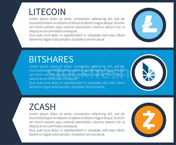 Blue Litecoin, White Bitshares and Orange Zcash Stock photo © robuart