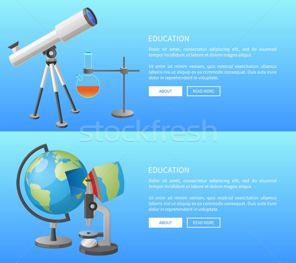 Education Web Banner with Geography and Astronomy Stock photo © robuart