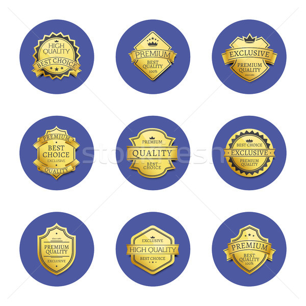 Collection Premium Quality Best Gold Labels Icons Stock photo © robuart
