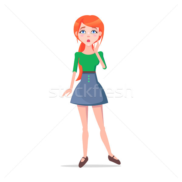 Worried Young Woman Cartoon Flat Vector Character Stock photo © robuart