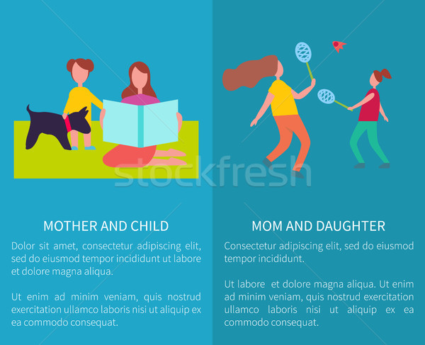 Mom and Daughter, Mother with Child Vector Posters Stock photo © robuart
