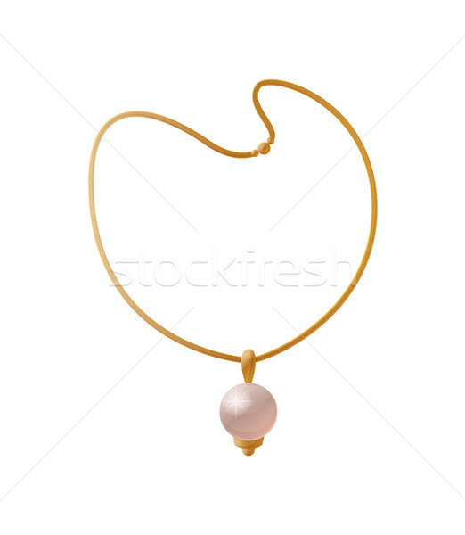 Necklace with Huge Pearl, Golden Female Accessory Stock photo © robuart