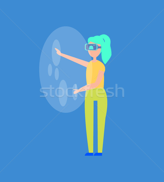 Interaktive Wirklichkeit Frau tragen Gläser Stock foto © robuart